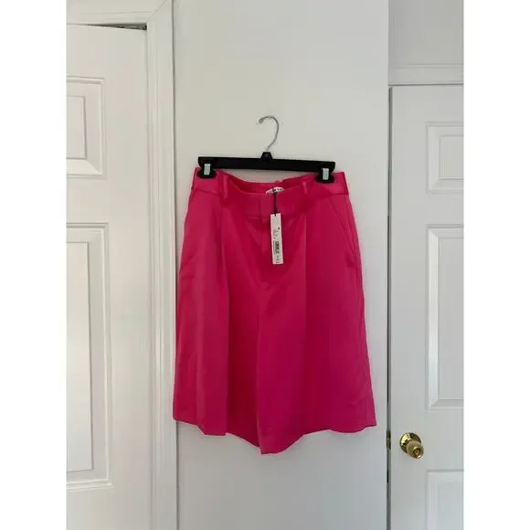 NWT Alice + Olivia Hot Pink Satin Bermuda Shorts - Picture 3 of 5
